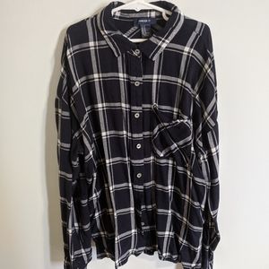 Navy and White Plaid Shirt